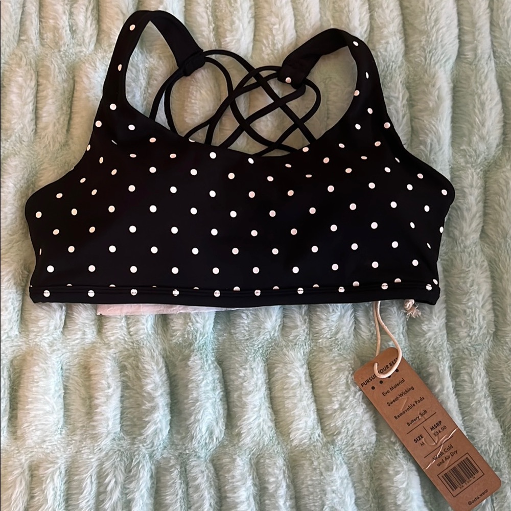 Acta Halle Black and White Polka Dot Sports Bra